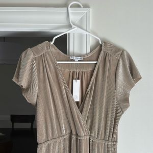 Baltic Born Gold Athena Pleated Maxi Dress. Size Large.